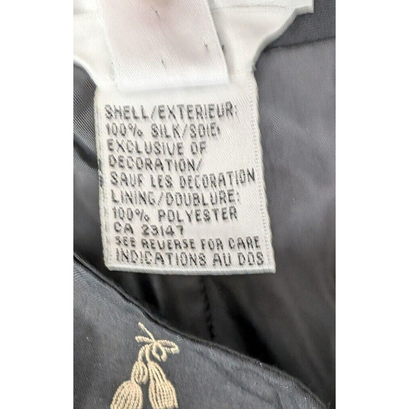 Talbots Pure Silk Size 8 Black Capri Ankle Pants Tassel Design Embroidery - Picture 5 of 8